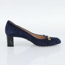 TOD'S Pumps Suede 37 Navy Gold Auth 193711M-4