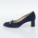 TOD'S Pumps Suede 37 Navy Gold Auth 193711M-5