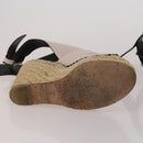 CELINE PRADA Sandals Leather 2 Set Beige Gold Auth 193715-13