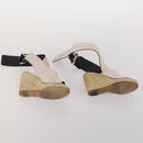 CELINE PRADA Sandals Leather 2 Set Beige Gold Auth 193715-14