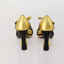 CELINE PRADA Sandals Leather 2 Set Beige Gold Auth 193715-3