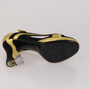 CELINE PRADA Sandals Leather 2 Set Beige Gold Auth 193715-5