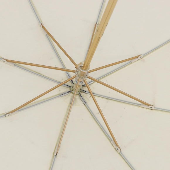 CELINE Folding Umbrella Nylon White Gold Auth 193720M