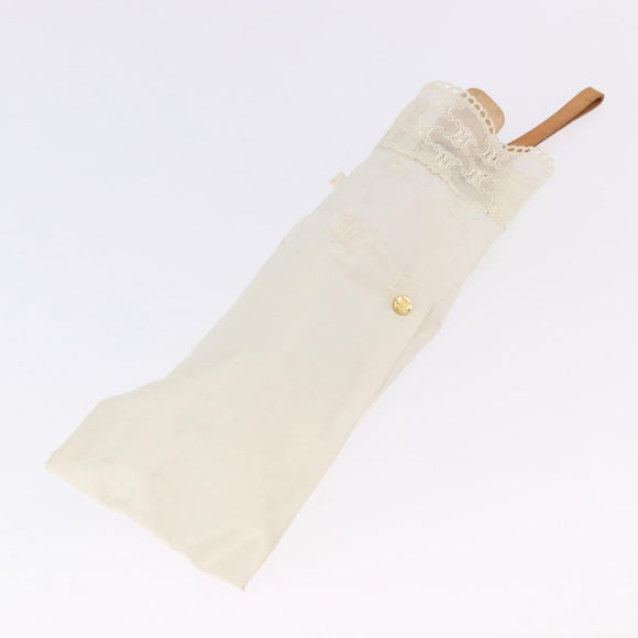 CELINE Folding Umbrella Nylon White Gold Auth 193720M