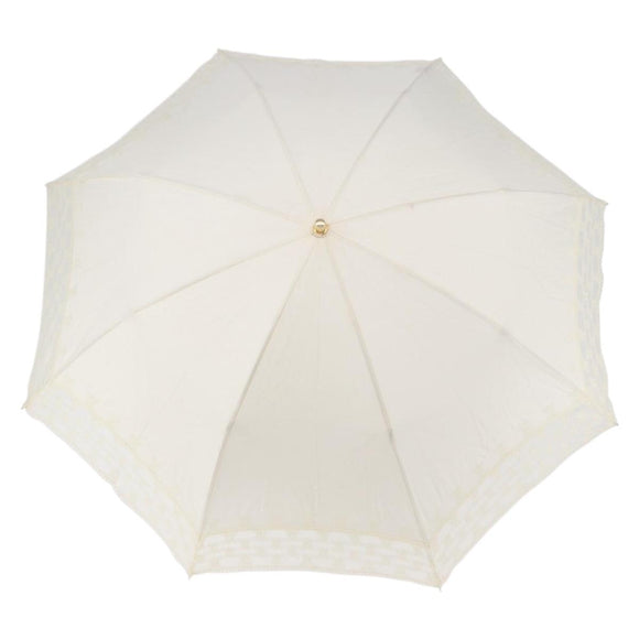 CELINE Folding Umbrella Nylon White Gold Auth 193720M