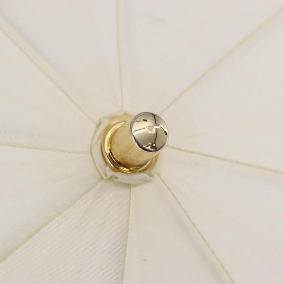 CELINE Folding Umbrella Nylon White Gold Auth 193720M