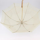 CELINE Folding Umbrella Nylon White Gold Auth 193720M-8