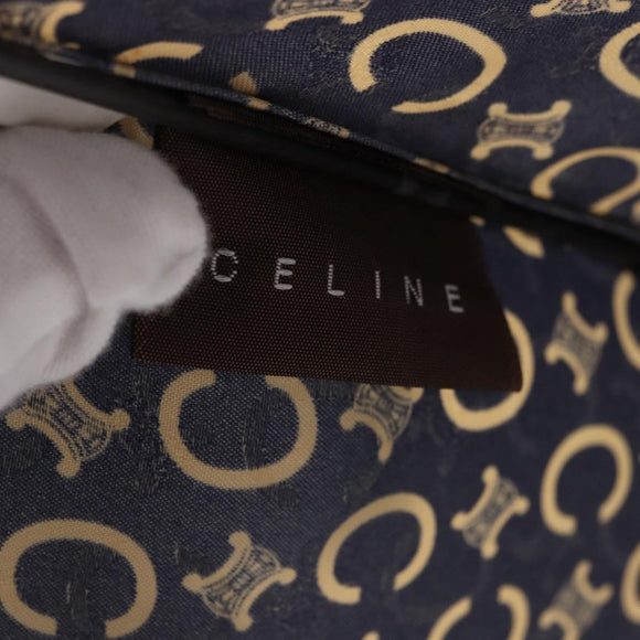 CELINE C Macadam Canvas Umbrella Nylon White Gold Auth 193721M
