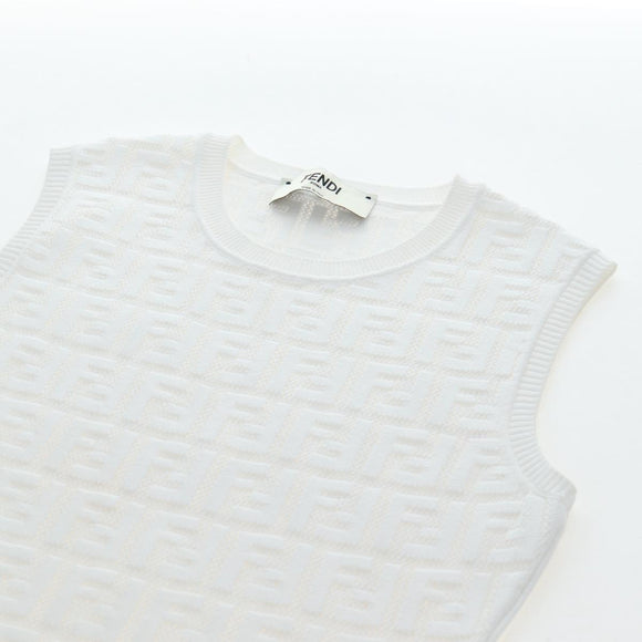 FENDI Zucca Canvas One Piece Shirt White Auth 193726M
