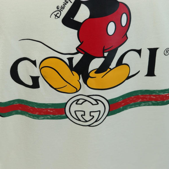GUCCI GUCCIxDisney Mickey Mouse Short-Sleeved T-shirt Cotton White Auth 193728M