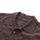 LOUIS VUITTON Short-Sleeved Shirt Silk 40 Brown LV Auth 193730M-13