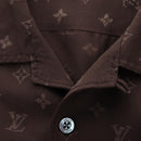 LOUIS VUITTON Short-Sleeved Shirt Silk 40 Brown LV Auth 193730M-14