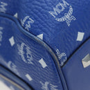 MCM Logogram Vicetos Mini Boston Bag Leather 2way Blue Silver Auth 193751V-15