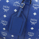 MCM Logogram Vicetos Mini Boston Bag Leather 2way Blue Silver Auth 193751V-20