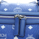 MCM Logogram Vicetos Mini Boston Bag Leather 2way Blue Silver Auth 193751V-23