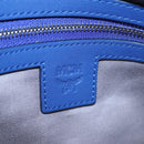 MCM Logogram Vicetos Mini Boston Bag Leather 2way Blue Silver Auth 193751V-24
