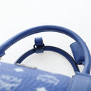 MCM Logogram Vicetos Mini Boston Bag Leather 2way Blue Silver Auth 193751V-8