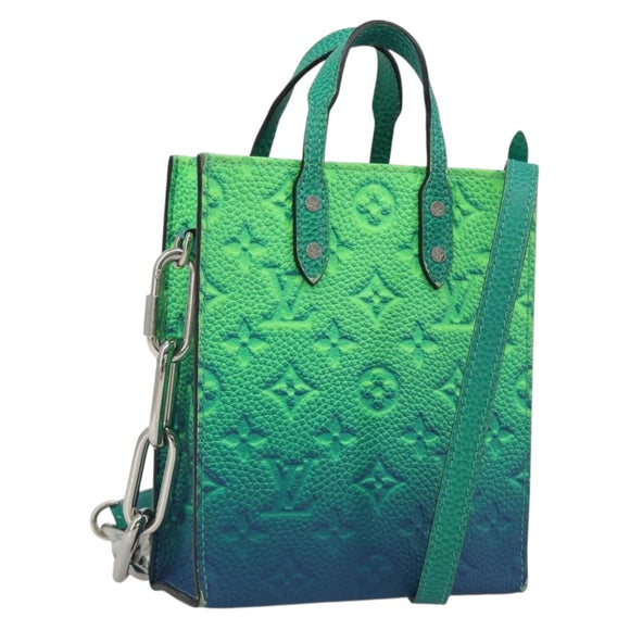 LOUIS VUITTON Taurillon Clemence Illusion Sac Plat XS Green M81221 Auth 193755SM