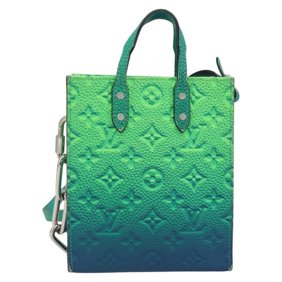 LOUIS VUITTON Taurillon Clemence Illusion Sac Plat XS Green M81221 Auth 193755SM