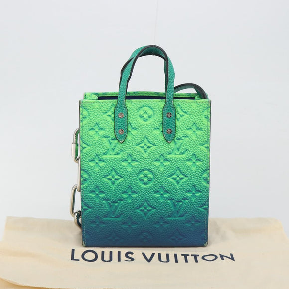 LOUIS VUITTON Taurillon Clemence Illusion Sac Plat XS Green M81221 Auth 193755SM