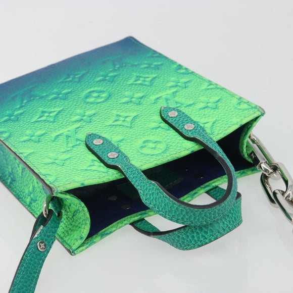 LOUIS VUITTON Taurillon Clemence Illusion Sac Plat XS Green M81221 Auth 193755SM