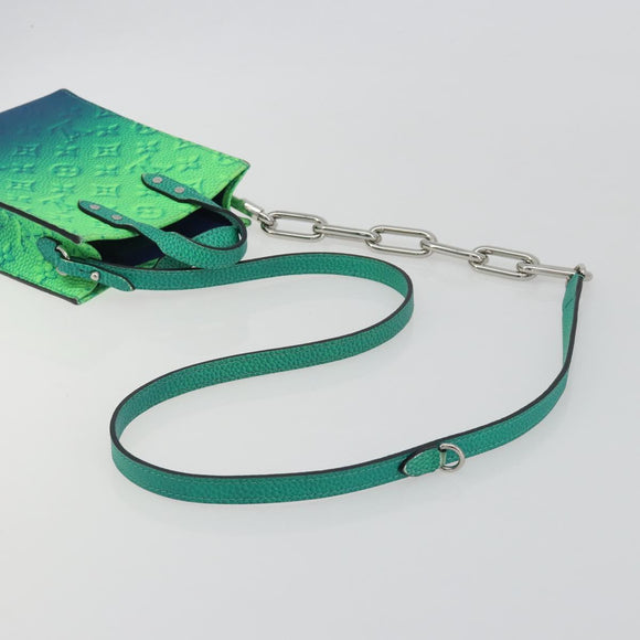 LOUIS VUITTON Taurillon Clemence Illusion Sac Plat XS Green M81221 Auth 193755SM