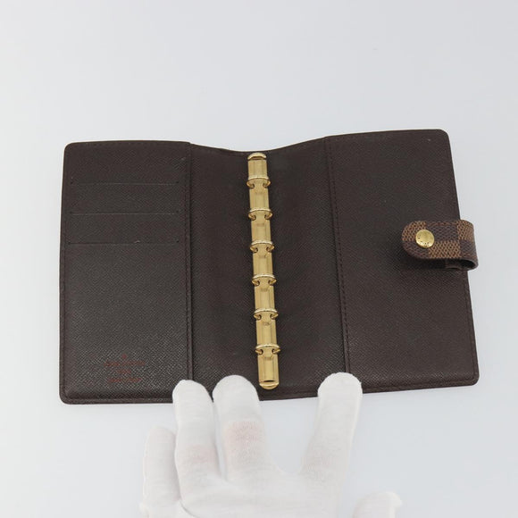 LOUIS VUITTON Damier Ebene Agenda PM Day Planner Cover R20029 LV Auth 193759
