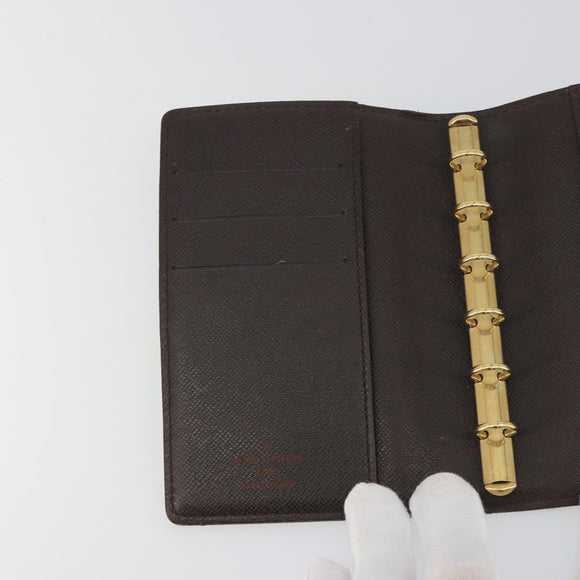 LOUIS VUITTON Damier Ebene Agenda PM Day Planner Cover R20029 LV Auth 193759