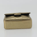 CHANEL Mini Mini Matelasse 10 Chain Hand Pouch Lamb Skin Gold CC Auth 193763A-10
