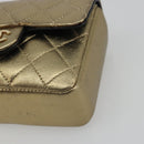 CHANEL Mini Mini Matelasse 10 Chain Hand Pouch Lamb Skin Gold CC Auth 193763A-11