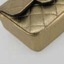 CHANEL Mini Mini Matelasse 10 Chain Hand Pouch Lamb Skin Gold CC Auth 193763A-12