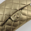 CHANEL Mini Mini Matelasse 10 Chain Hand Pouch Lamb Skin Gold CC Auth 193763A-15