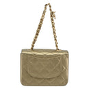 CHANEL Mini Mini Matelasse 10 Chain Hand Pouch Lamb Skin Gold CC Auth 193763A-3