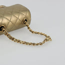 CHANEL Mini Mini Matelasse 10 Chain Hand Pouch Lamb Skin Gold CC Auth 193763A-7