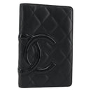 CHANEL Matelasse Cambon Line Day Planner Cover Leather Black CC Auth 193764M-1