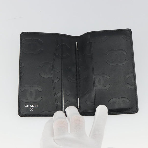 CHANEL Matelasse Cambon Line Day Planner Cover Leather Black CC Auth 193764M