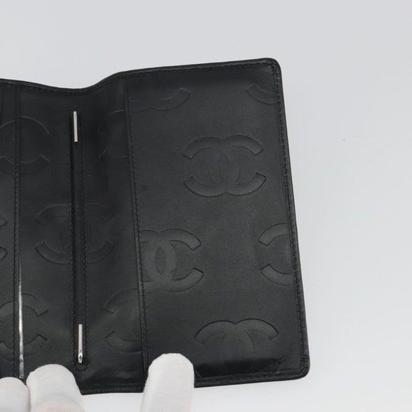 CHANEL Matelasse Cambon Line Day Planner Cover Leather Black CC Auth 193764M