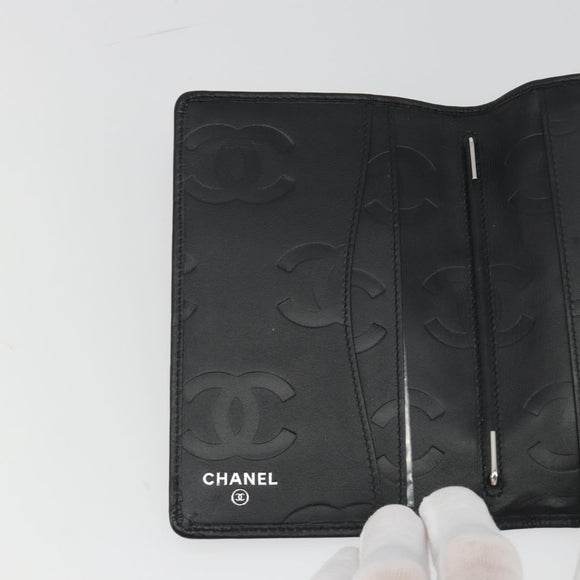 CHANEL Matelasse Cambon Line Day Planner Cover Leather Black CC Auth 193764M