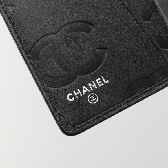 CHANEL Matelasse Cambon Line Day Planner Cover Leather Black CC Auth 193764M