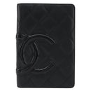 CHANEL Matelasse Cambon Line Day Planner Cover Leather Black CC Auth 193764M-13