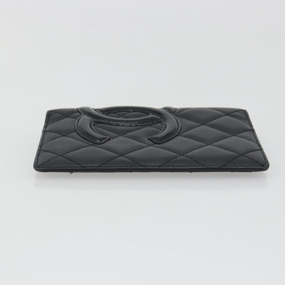 CHANEL Matelasse Cambon Line Day Planner Cover Leather Black CC Auth 193764M