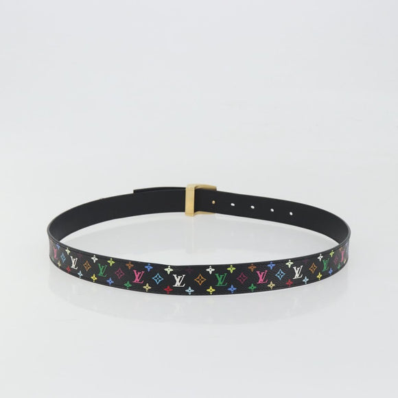 LOUIS VUITTON Multicolor Ceinture LV cut Belt Black M6890 LV Auth 193765V