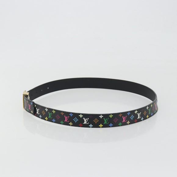 LOUIS VUITTON Multicolor Ceinture LV cut Belt Black M6890 LV Auth 193765V