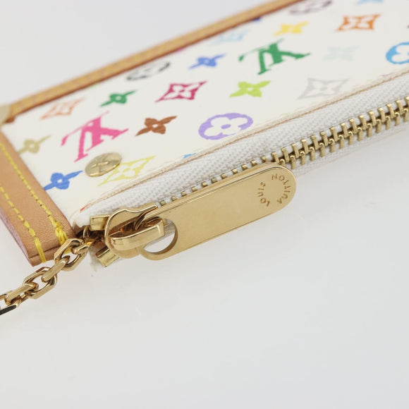 LOUIS VUITTON Monogram Multicolor Pochette Cles Purse White M92655 Auth 193766M