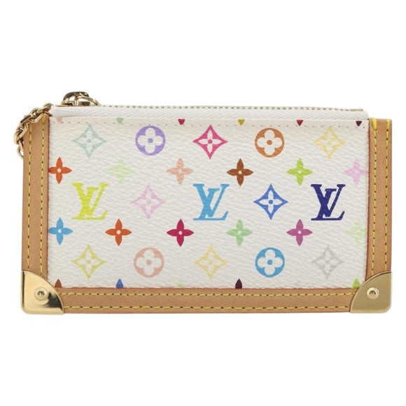 LOUIS VUITTON Monogram Multicolor Pochette Cles Purse White M92655 Auth 193766M