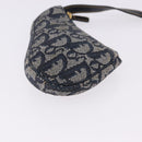 Christian Dior Trotter Canvas Saddle Coin Purse Navy Gold Auth 193769V-14