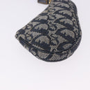 Christian Dior Trotter Canvas Saddle Coin Purse Navy Gold Auth 193769V-15