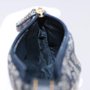 Christian Dior Trotter Canvas Saddle Coin Purse Navy Gold Auth 193769V-17