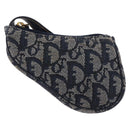 Christian Dior Trotter Canvas Saddle Coin Purse Navy Gold Auth 193769V-13