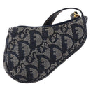 Christian Dior Trotter Canvas Saddle Coin Purse Navy Gold Auth 193769V-2